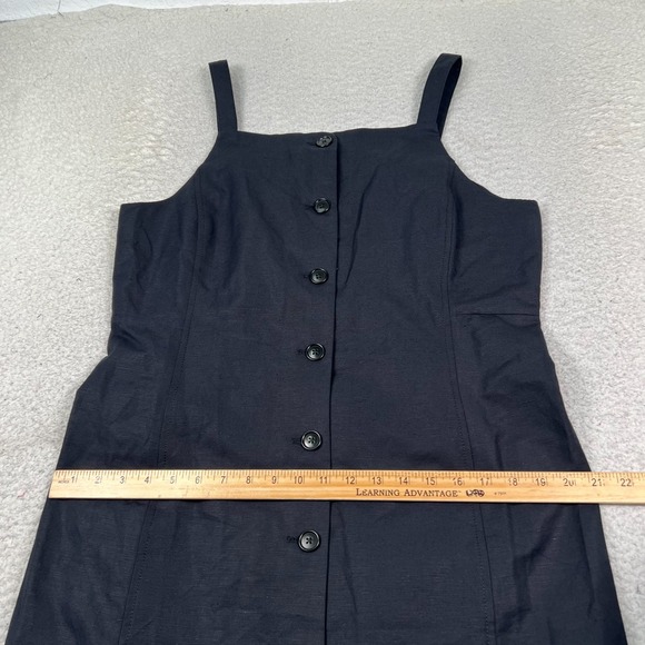 Alex Mill Linen Blend Mini Dress Womens XL Button‎ Front Sleeveless Casual Black - Picture 9 of 11